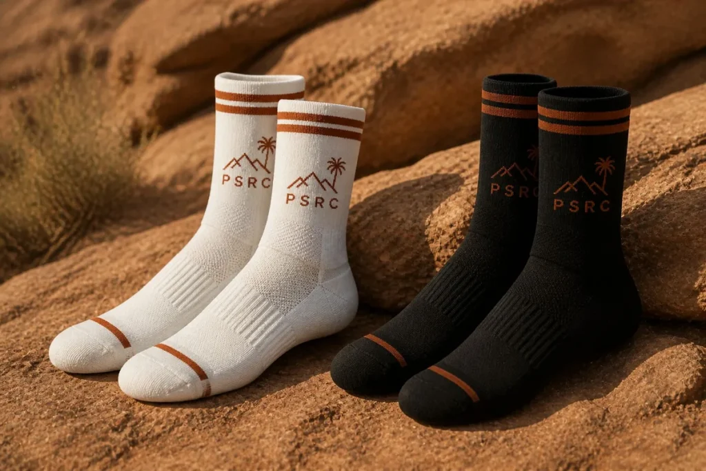 PSRC crew socks cream black